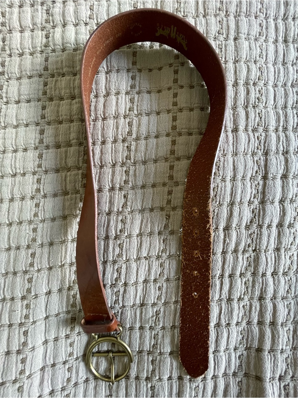 Levi’s Brown Leather Belt with Antique Brass Round Buckle